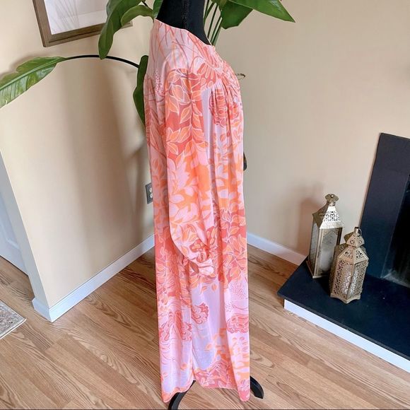 VTG MISS ELAINE 60s Sheer Mod Botanical Print ROBE/DUSTER - Picture 4 of 16